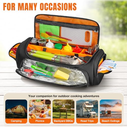 HODRANT Camp Grill Tool Storage Bag, Portable BBQ Utensil Case with Divider - Image 4