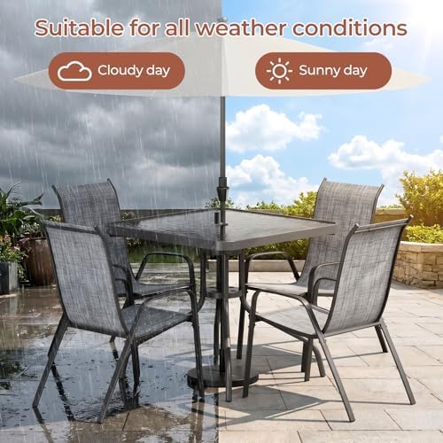 TLSUNNY 5 Pieces Patio Dining Set for 4, Glass Table and Textilene Chair - Image 6
