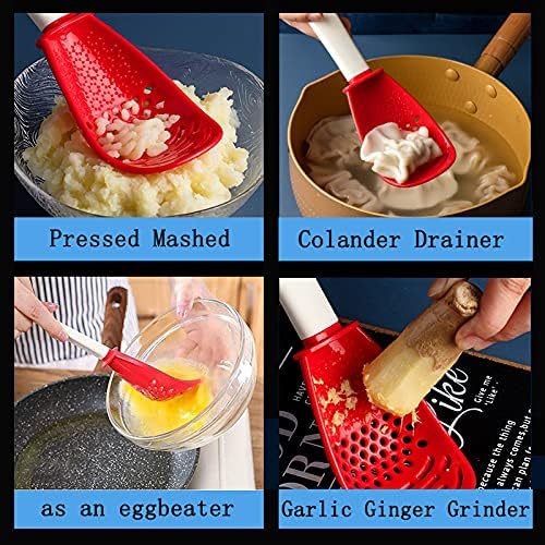 6in1 Multifunctional Kitchen Cooking Spoon- Kitchen Gadgets Strainers for egg yolk Separator- Grater Masher- Colander Skimmer Scoop- for Mashing, Grating, Draining, Heat Resistant (3Pcs black) - Image 6