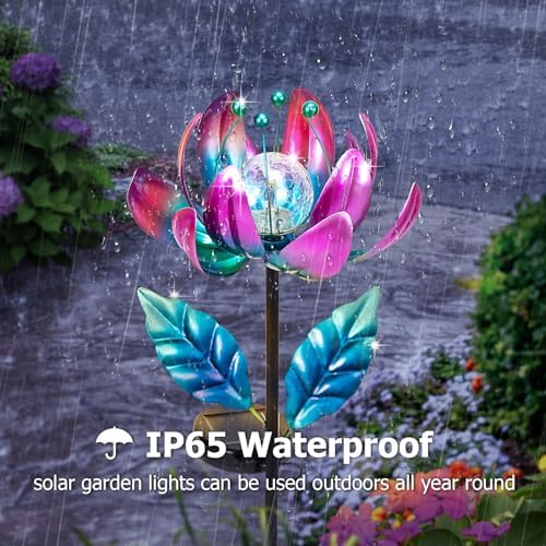 Outdoor Garden Decor Solar Spinners Lights - Metal Wind Spinner Solar Lights for Yard, Patio, Garden Lawn Oranments - Image 4