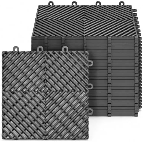 SnapLock RaceDeck Free-Flow 12"x12" Garage Tiles, 24pk, Graphite by BigFloors