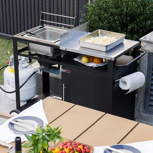 OuterMust Outdoor Propane Deep Fryer, 85,000 BTU Outdoor Fryer Station Movable Propane Fish Fryer Cart Stainless Steel Top & Storage Cabinet Ideal for Fish & Turkey Frying - Image 5