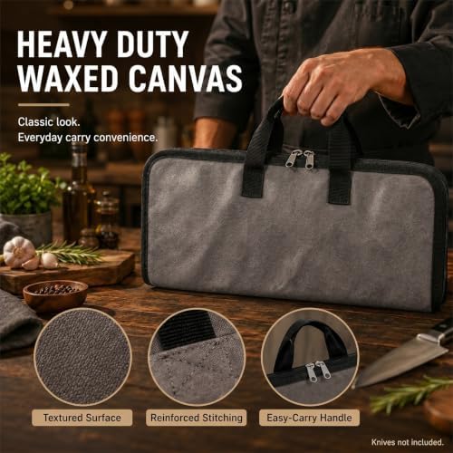 4 Slots Chefs Knife Roll Bag Cutlery Storage Case Mens Travel Grey - Image 6