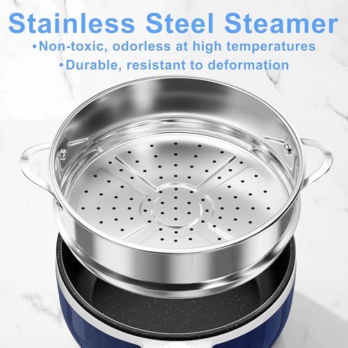 Dezin Electric Pot with Steamer, 1.5L Non-Stick Portable Hot Pot Electric - Image 2
