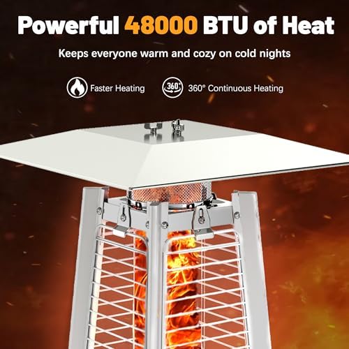 FOOWIN Patio Heater 48,000 BTU Outdoor Propane Heater with Wheels - Image 7