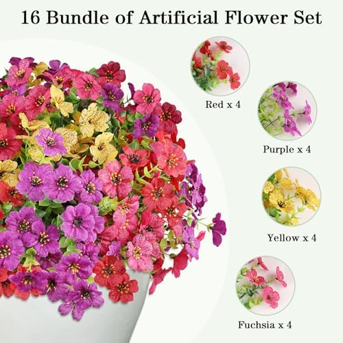 AGIRL Artificial Flowers Outdoor UV Resistant Fake Plant Garden Patio Decor - Image 2