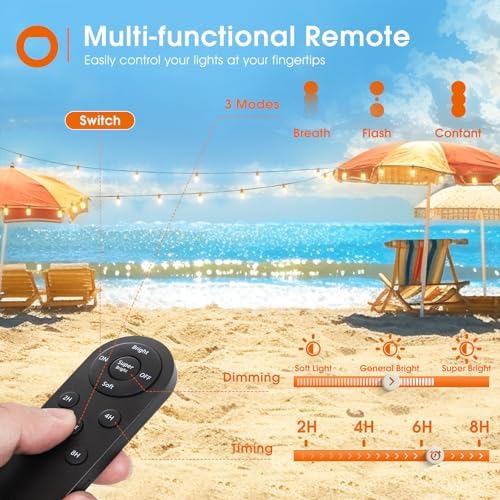 addlon 200FT(192+8) Solar String Lights Outdoor, Last 20+ Hrs, USB Charging - Image 5