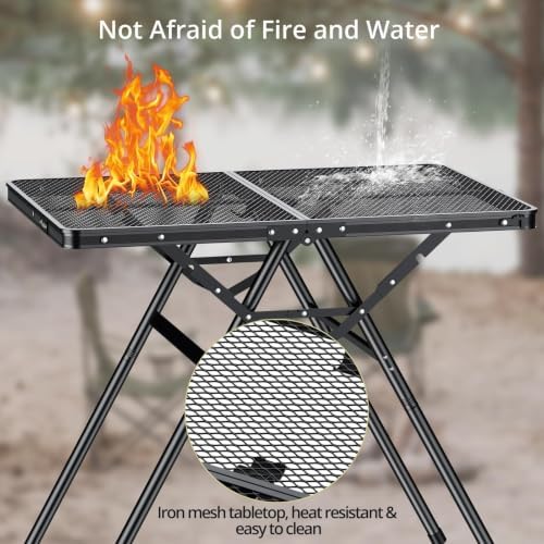 Anbte 3ft Folding Grill Table, Supports 180 Lbs, 2 Adjustable Height, Black - Image 5