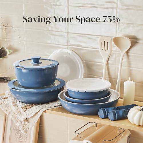 Redchef Ceramic Cookware Set 16 Pcs, Removable Nonstick Pots and Pans Set - Image 5