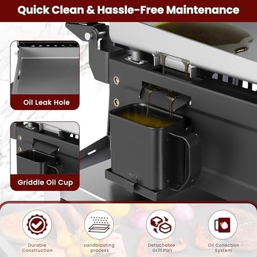 2-Burner Portable Propane Griddle with Top Lip and Grease Cup - Image 5