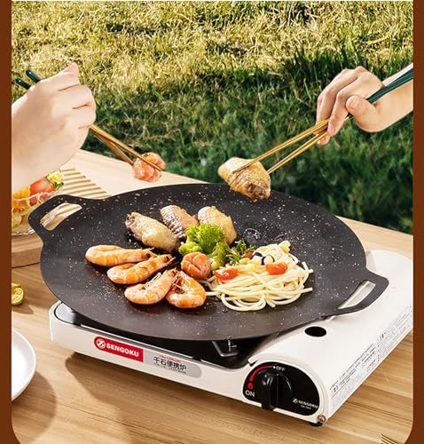 Thin Korean Grill Pan, 9.4 Inch Iron with Non-stick Coating Baking Tray on Heating Stove for Home, Party Travel and Outdoor (9 inch) - Image 3