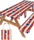 Picnic Table Cover with Bench Covers Waterproof Vinyl Elastic Rectangle Fitted Table Cloth Camping Lovers Essentials Rv Car Travel Overlanding Outdoor Roadtrip Road Trip Women Men Camper Gifts 6 Foot by Wrakus