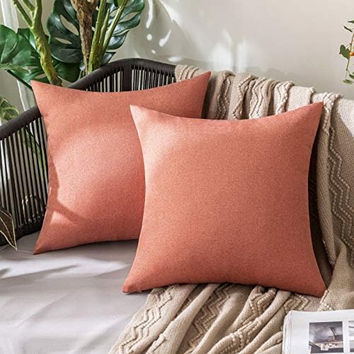MIULEE Decorative Outdoor Pillow Covers Waterproof 18x18 Coral Red by MIULEE