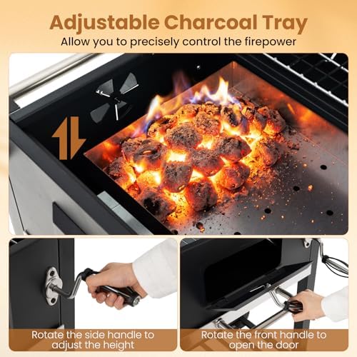 Giantex Charcoal Grill, Outdoor BBQ Grill with Foldable Side Shelf - Image 4