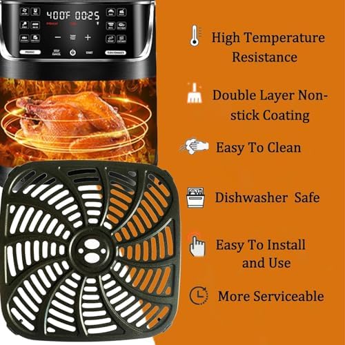8QT Square Air Fryer Tray for Gourmia GAF824 Air Fryers, Upgraded Double Layer Nonstick Coating Air Fryer Grill Pan Crisper Plate Rack Grate Shelf for 8QT Gourmia Air Fryer, Dishwasher Safe - Image 6