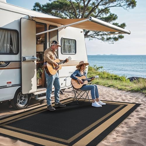 GENIMO Outdoor Rug, Waterproof Plastic Rugs for Patio, 6'x9' Mocha Brown - Image 3