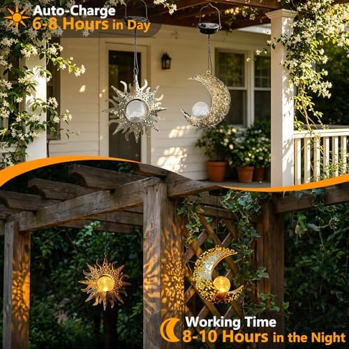 Solar Hanging Lights Outside,Lanterns Outdoor Waterproof Garden Decor - Image 3