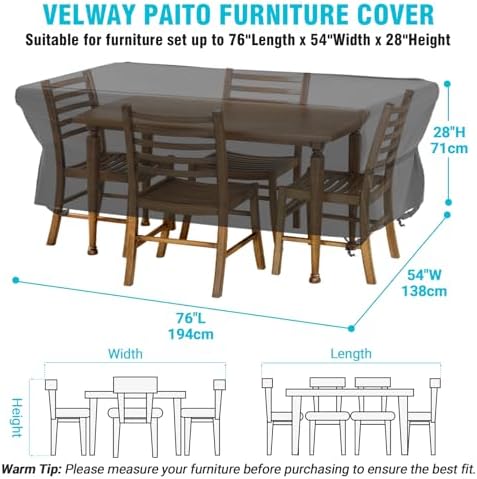 Patio Furniture Covers Waterproof Outdoor Table Cover 76"L x 54"W x 28"H - Image 2