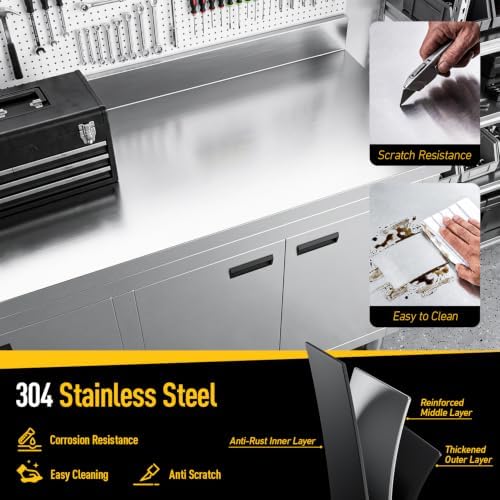 71“ Stainless Steel Work Table with Cabinet, 5-Door Storage Cabinet - Image 4