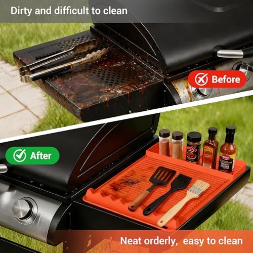 Silicone Grill Mat for Blackstone Griddles 2 Pack, Orange - Image 3