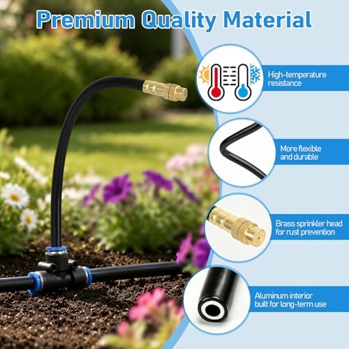 360° Adjustable Drip Irrigation System Kit, 50 FT Garden Watering System with 15 Copper Nozzles, Automatic Misting Sprinkler for Yard, Garden, Lawn, Raised Bed, Greenhouse and Plants - Image 5