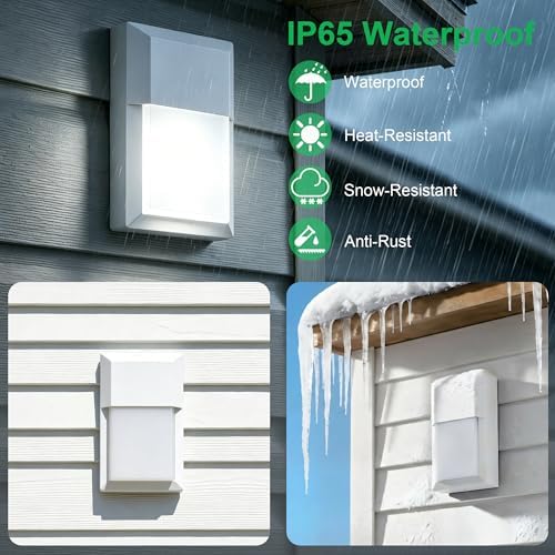 LIT-PaTH Outdoor Wall Light Fixture, Aluminum, LED 5000K, White, 2 Pack - Image 3