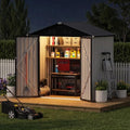6 x 4 FT Outdoor Storage Shed, Waterproof Metal Garden Tool Shed with Gable Sloped Roof, Magnetic Light, Lockable Door & Air Vents for Backyard Patio Lawn, White by Unknown