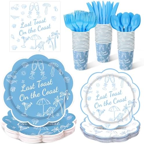 Zubebe 175 Pcs Beach Bachelorette Party Tableware Set Plates Cups Napkins by Zubebe