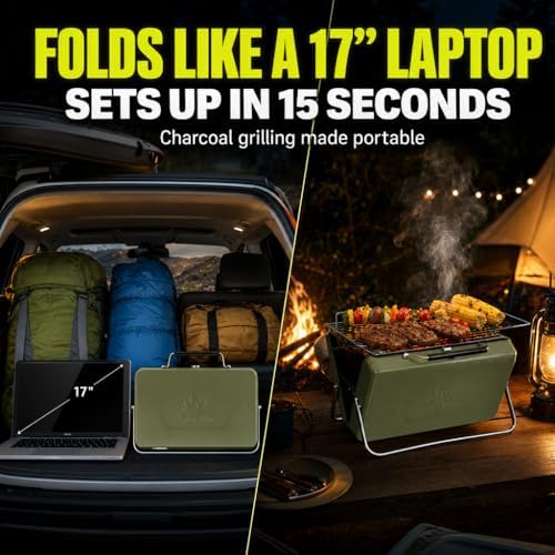 Ranger Plus Portable Charcoal Grill, Large Folding Camping BBQ - Image 5