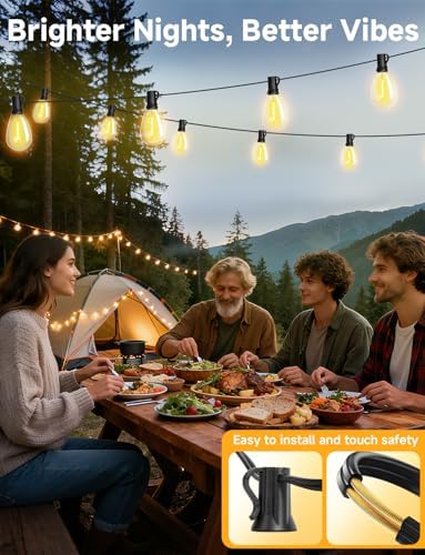 Likesky 130FT LED Outdoor String Lights with Remote Waterproof Patio Lights with Shatterproof S11 Bulbs, Dimmable Outside Hanging Light Connectable for Porch Backyard Yard Garden Decor 2700K - Image 4