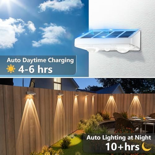 NIORSUN Solar Fence Lights,16 Pack Solars Deck Light,Warm White Color,Outdoor Bulb Waterproof Led IP65,Power Patio Lamp with Lenses for Outside/Backyard/Railing/Yard(White) - Image 3