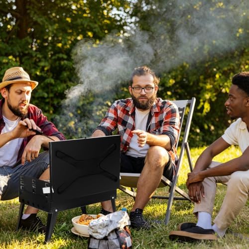 Portable Charcoal Grill, Small Foldable BBQ Suitcase Grill with Storage Shelf, Barbecue Grill for Outdoor Camping Picnics Garden Backyard Patio Parties, 16.7"×10"×17.7" - Image 2
