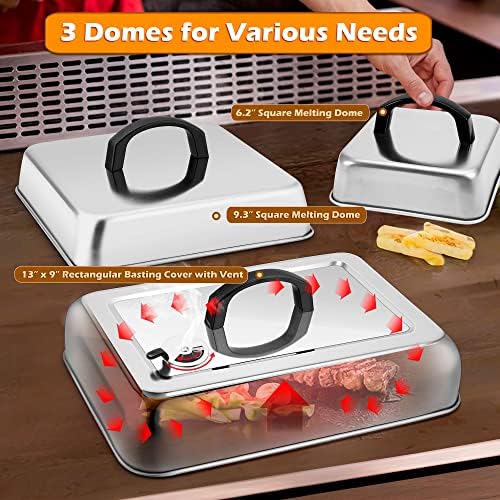 Leonyo Heavy Duty Stainless Steel Griddle Basting Cover Dome, 3 Pack - Image 3