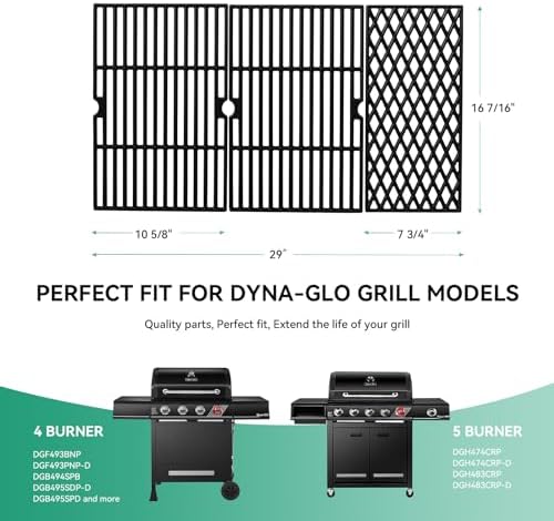DGH474CRP Cooking Grates for Dyna glo DGH474CRP DGH483CRP DGF493BNP DGF493PNP-D DGB495SDP DGB495SDP-D DGB493SPB Grill, 70-02-656 70-01-911 Cast Iron Grill Replacement Part for Backyard BY13-101-001-12 - Image 2
