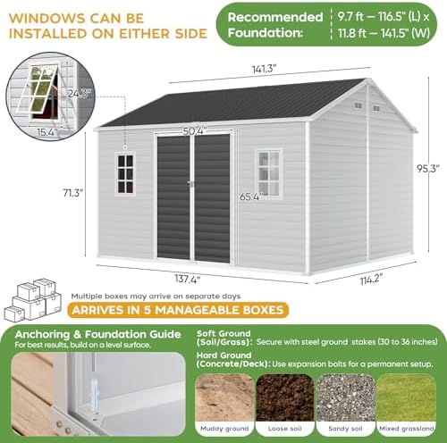 WACASA 10x12 FT Large Resin Plastic Outdoor Storage Shed with Floor - Image 2