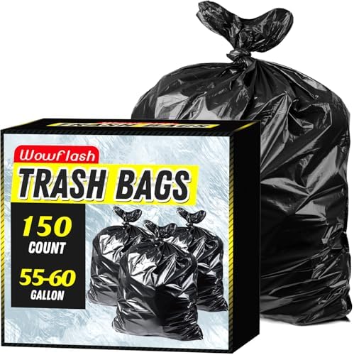 Wowflash 150 Count 55-60 Gallon Trash Bags by Wowflash
