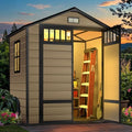 DWVO 6x4.4 FT Resin Storage Shed with Fence-Style and Side Windows, Lockable Door, and Vents for Garden, Backyard, Patio, Lawn, Brown by DWVO