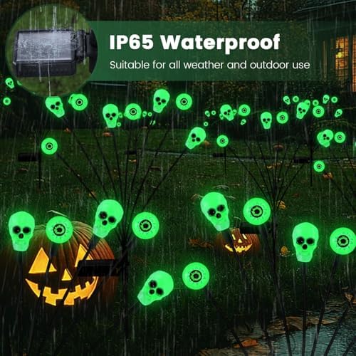 vignuto Halloween Decorations Outdoor, Scary Eyeball Lights,4PACKS 32LED,IP65 Waterproof,Halloween Decor for Garden/Yard/Patio/Lawn/Pathway(Green) - Image 6