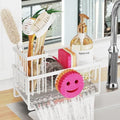 Sponge Holder for Kitchen Sink,Smiley Face Sink Caddy with Removable Brush Holder,Self-Draining Sponge Caddy for Sponge,Soap,Dish Brush,Scrubber,Kitchen Essentials and Gadgets-White by Taugast