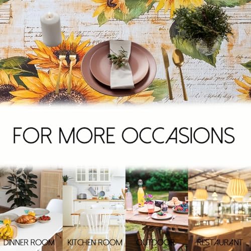 Sunflower Tablecloth 60x60 Inch Square Rustic Orange Floral Yellow Country Tablecloths Polyester Table Cloth for Holiday Parties Kitchen Dining Indoor Outdoor - Image 7