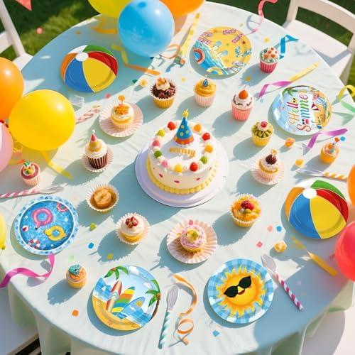 60 Pcs Beach Pool Party Paper Plate 7" Heavy Duty for Summer - Image 6