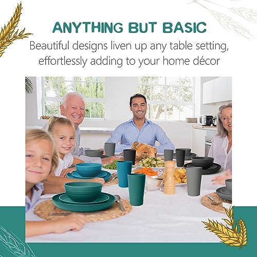 Teivio 32-Piece Plates and Bowls Sets for 8, Plastic Kitche Dinnerware Set - Image 5