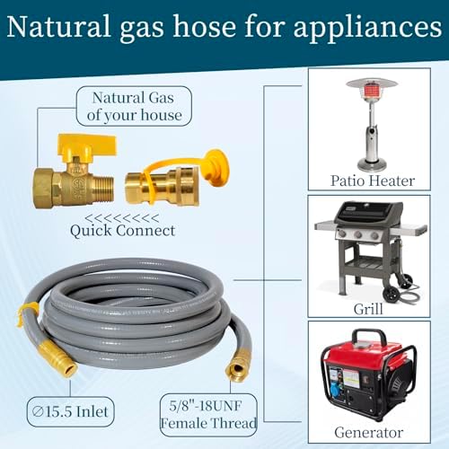 10FT 1/2" Natural Gas/Hose with Quick Couplings, Natural Gas/Steam Retrofit Kit for BBQs, Grills, Pizza Ovens, Deck Heating and Low Pressure Appliances - Image 5