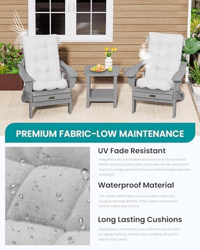SERWALL HDPE Outdoor Rocking Chair Cushion Set of 4, Gray - Image 5