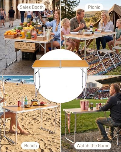 Outvita 4ft Portable Folding Camping Table Lightweight Suitcase Wood - Image 7