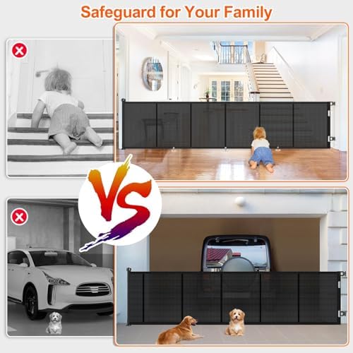 EZIGO 150 Inch Retractable Baby Gates Extra Wide Reinforced Baby Dog Gate - Image 4