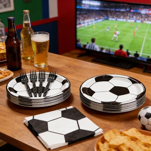 50-Piece Soccer-Themed Birthday Party Set: Plates, Napkins, Paper Plates - Image 3
