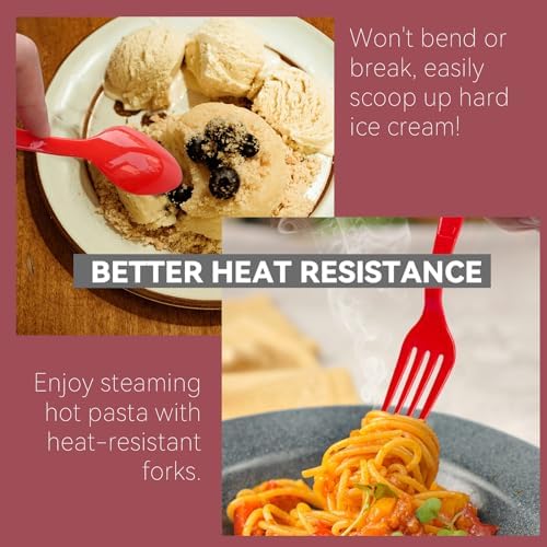 Red Plastic Spoons Heavy Duty, Disposable Party Supplies 104 PCS - Image 3