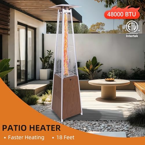 Propane Patio Heater, 48,000 BTU Outdoor Patio Heater Propane with Wheels and Cover, Stainless Steel Gas Patio Heaters for Outdoor Use, Commercial, Residential, Brown - Image 4