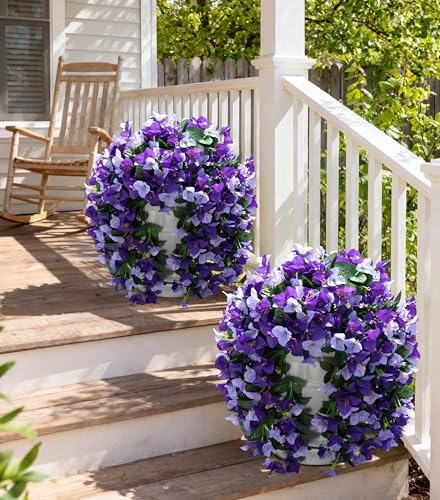 Faux Bougainvillea Artificial Flowers Plants for Outdoor Outside Decoration, 2pcs Fake Flowers Silk Long Trailing Vines UV Resistant Realistic Faux Flowers for Front Door Porch Planter Urn Yard, Mix - Image 2